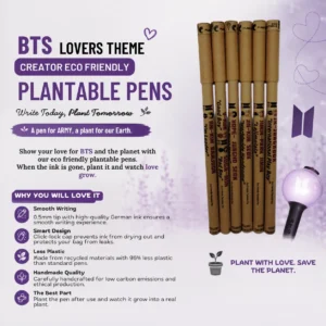 Creator Eco-Friendly Plantable Pens (Pack of 6) - BTS Lovers K-pop Theme